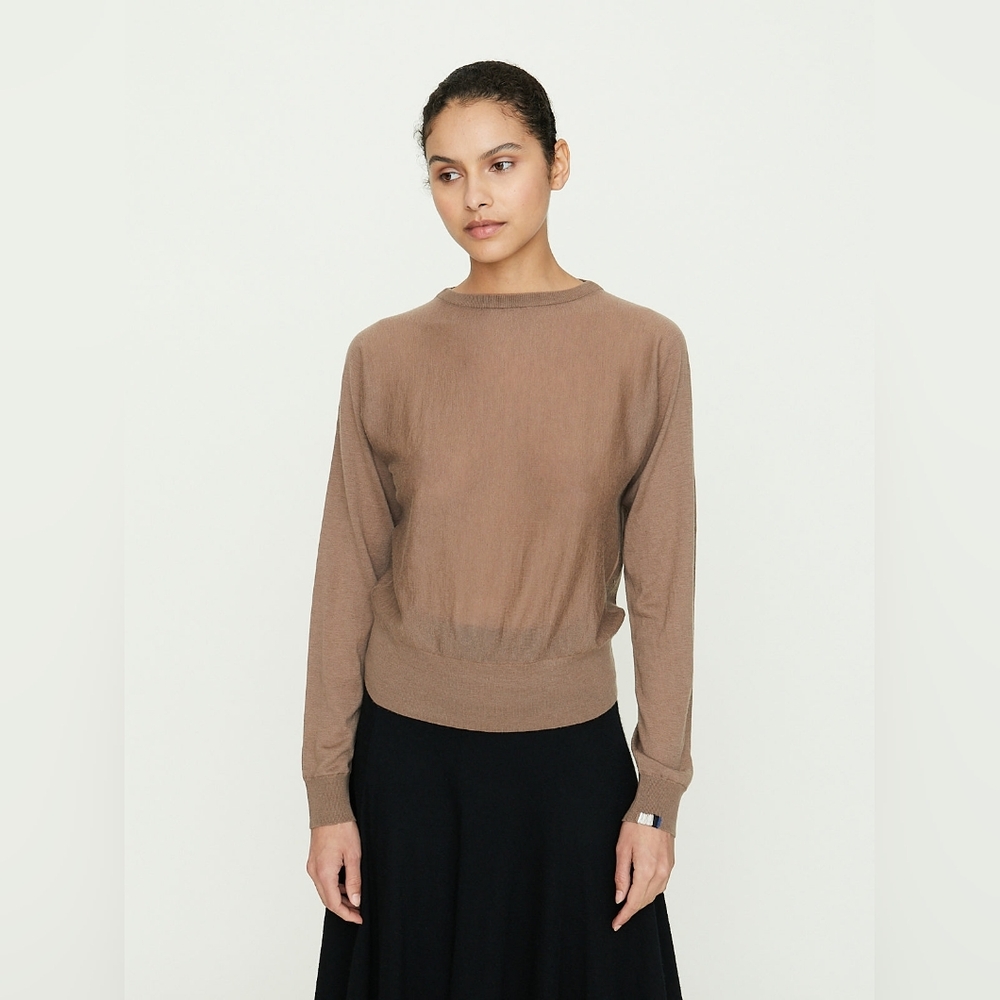 NWT Extreme Cashmere N°362 Elleni 100% Cashmere Crewneck Sweater In Chai O/S - Picture 2 of 12